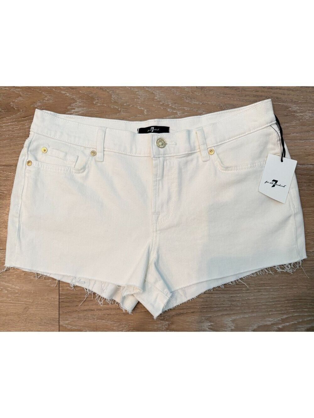 NWT 7 For All Mankind White Cut Off Shorts Size 30/10